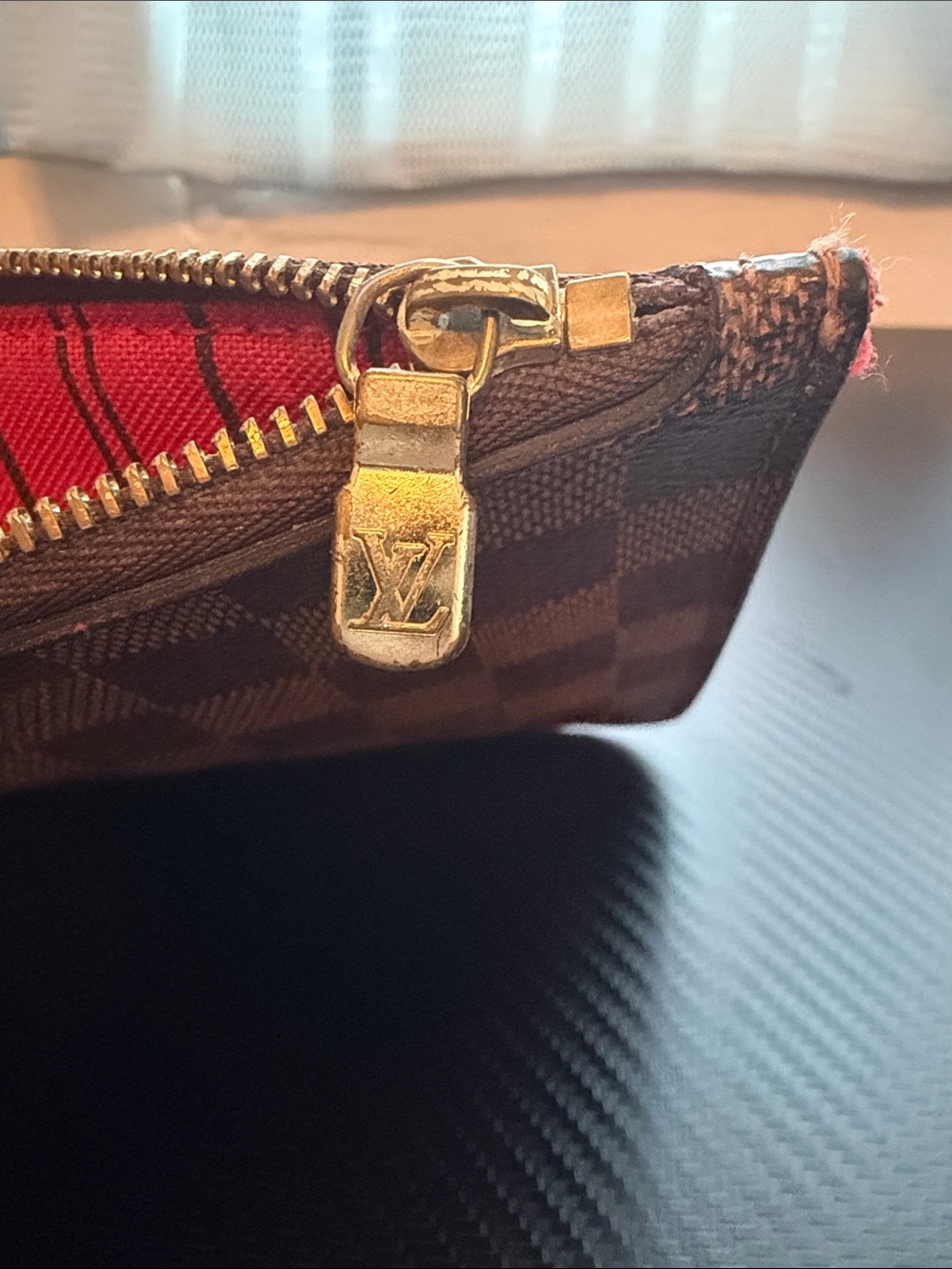 Louis Vuitton Damier Ebene Wristlet Clutch Pochette w/ Strap - Picture 5 of 6